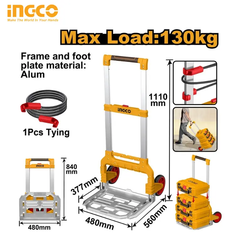 CARRINHO DOBRAVEL C/RODAS CAPAC 130KG INGCO HHWB61201 - 1
