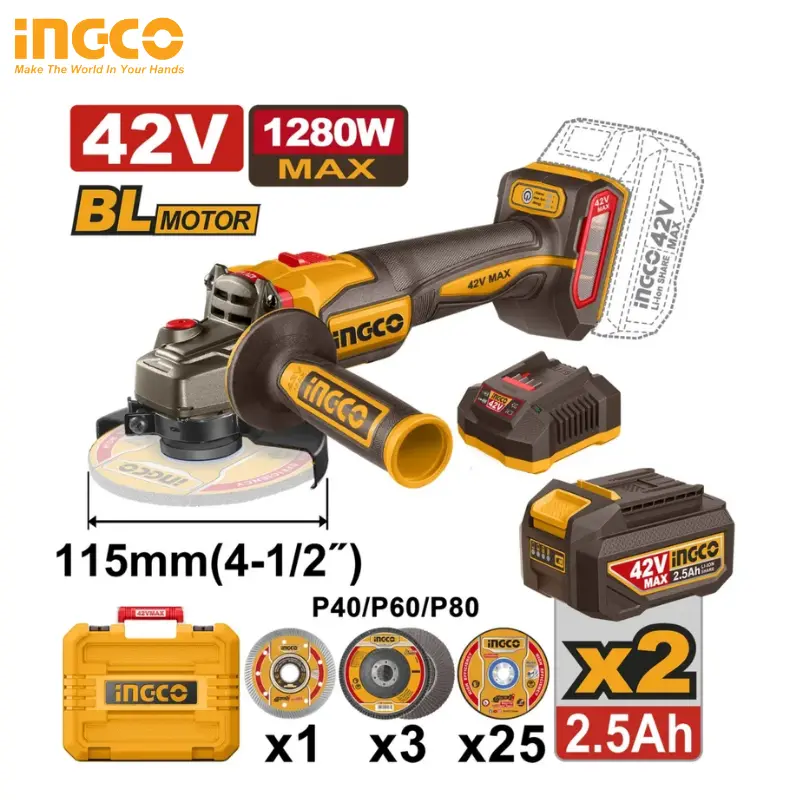 MEULEUSE D’ANGLE INGCO1100 W AVEC VARIATEUR DE VITESSE CAGLI4128112 - 1