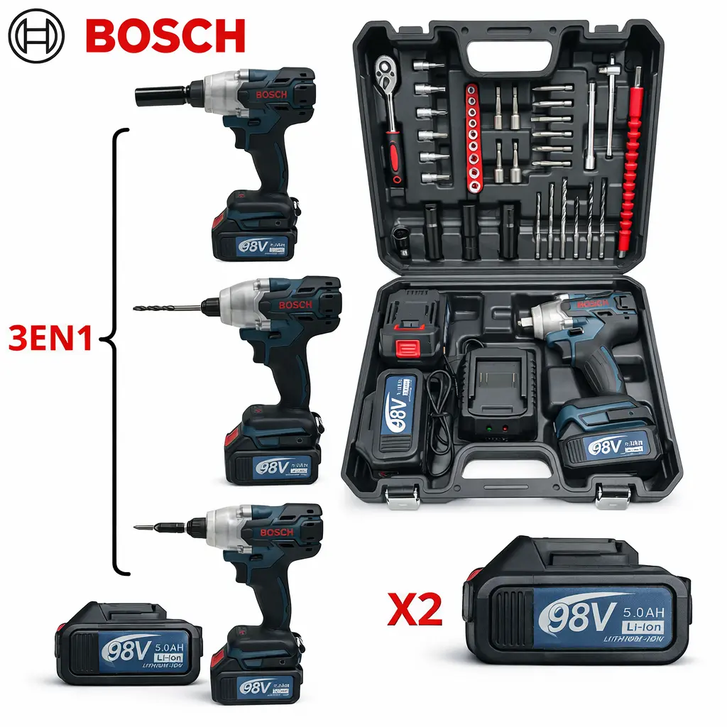CLÉ A CHOC BOSCH 350N.M AVEC 2 BATTERIE 98V - 1