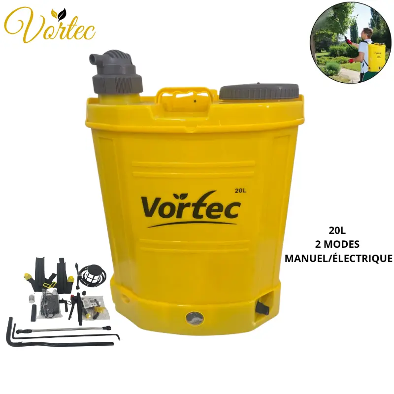 PULVÉRISATEUR 2EN1 12V 20L KNAPSACK 2 MODES MANUEL ET ÉLECTRIQUE VORTEC - 1