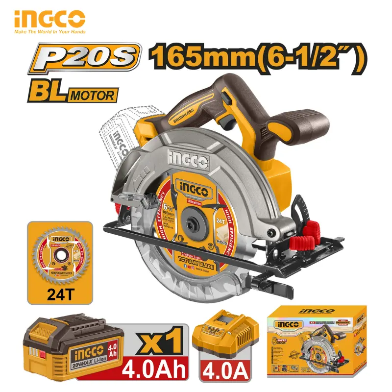 SCIE CIRCULAIRE SANS FIL INGCO 20V LI-ION – 165 MM INGCO CSLI16523 - Image 1