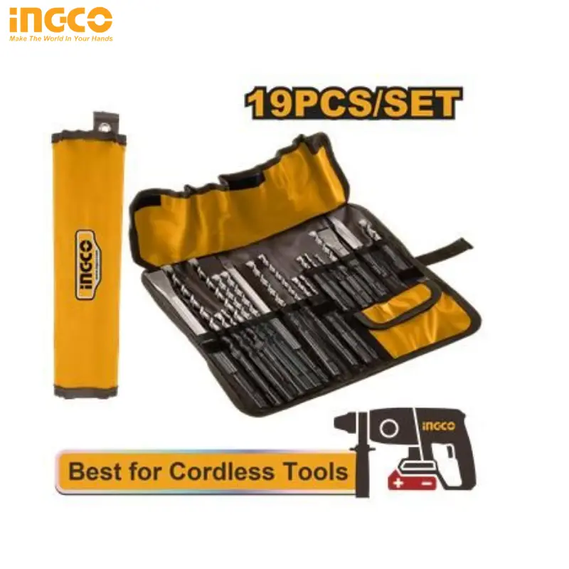 JEU INGCO DE 19 FORETS ET BURINS POUR MARTEAU PERFORATEUR INGCO AKD91901 - Image 1