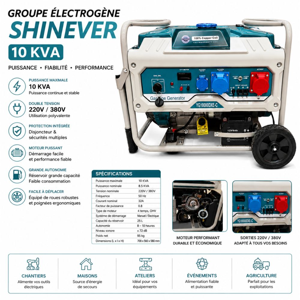 GROUPE ELECTROGENE SHINEVER 10 KVA - 1