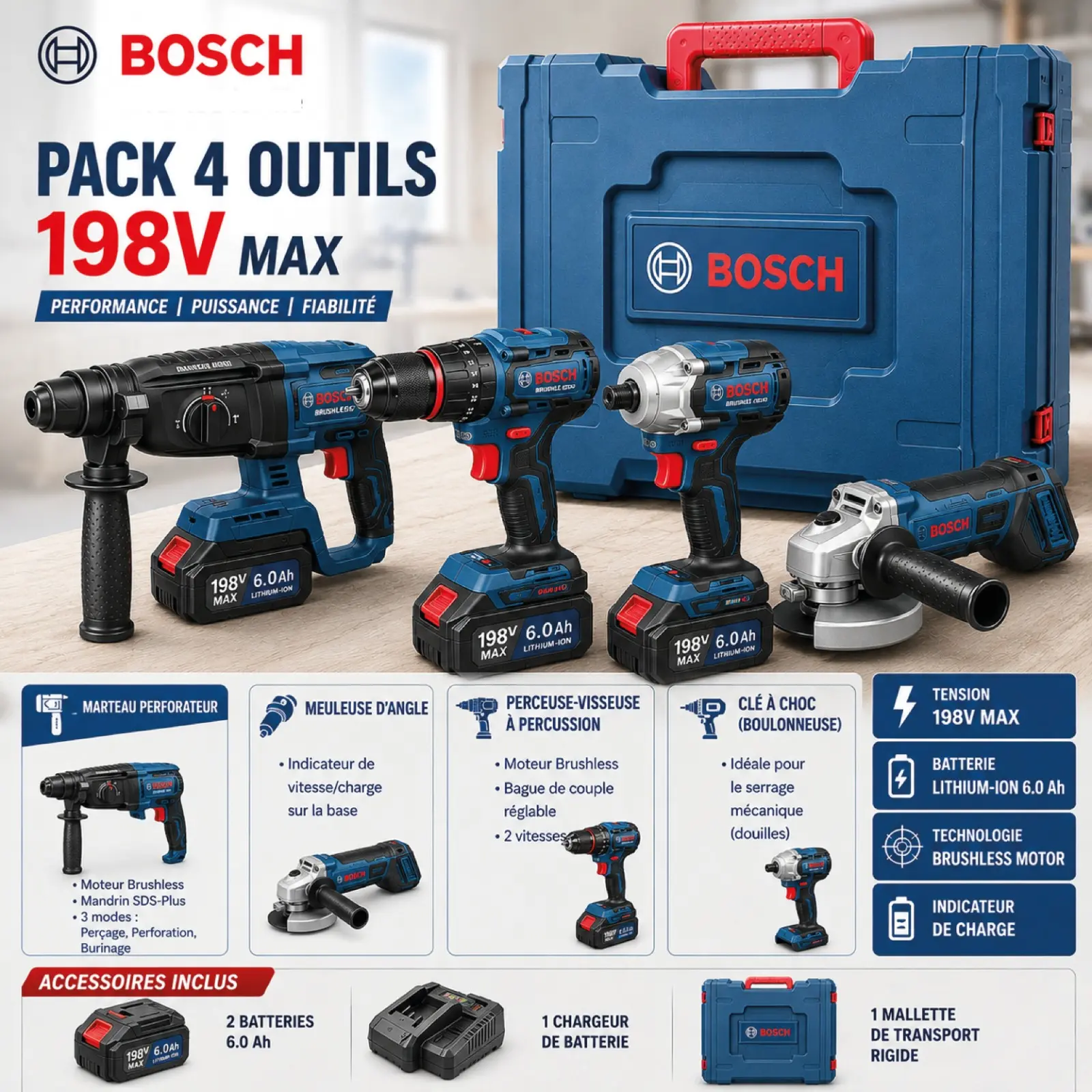 PACK 4PCS 198V BOSCH - 1