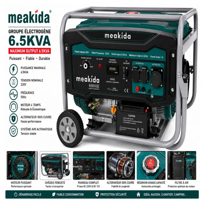 GROUPE ÉLECTROGÈNE MEAKIDA 6.5KVA - 1